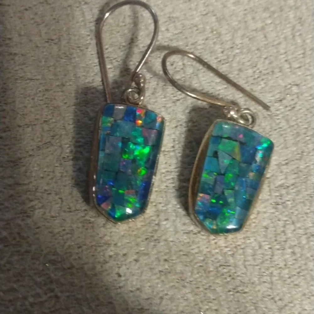 Stamped .925 Australian Boulder Opal Earrings
